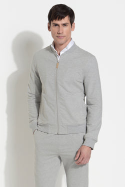 BLOUSON-JACKE IN GRAU MELIERT