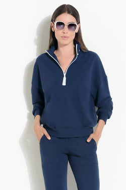 HALF-ZIP SWEATER IN FRENCH TERRY